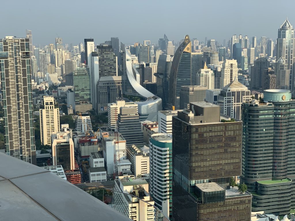 Bangkok skyline as seen from a sky bar. 