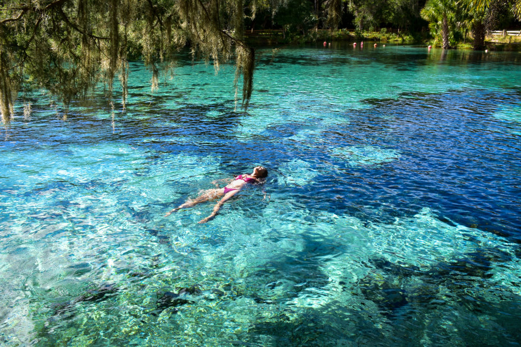 Florida road trip. Blue lagoon for swimming 
