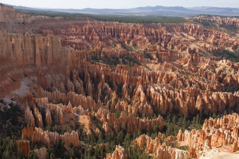 sunset over the orange hoodoos at Bryce National Park 