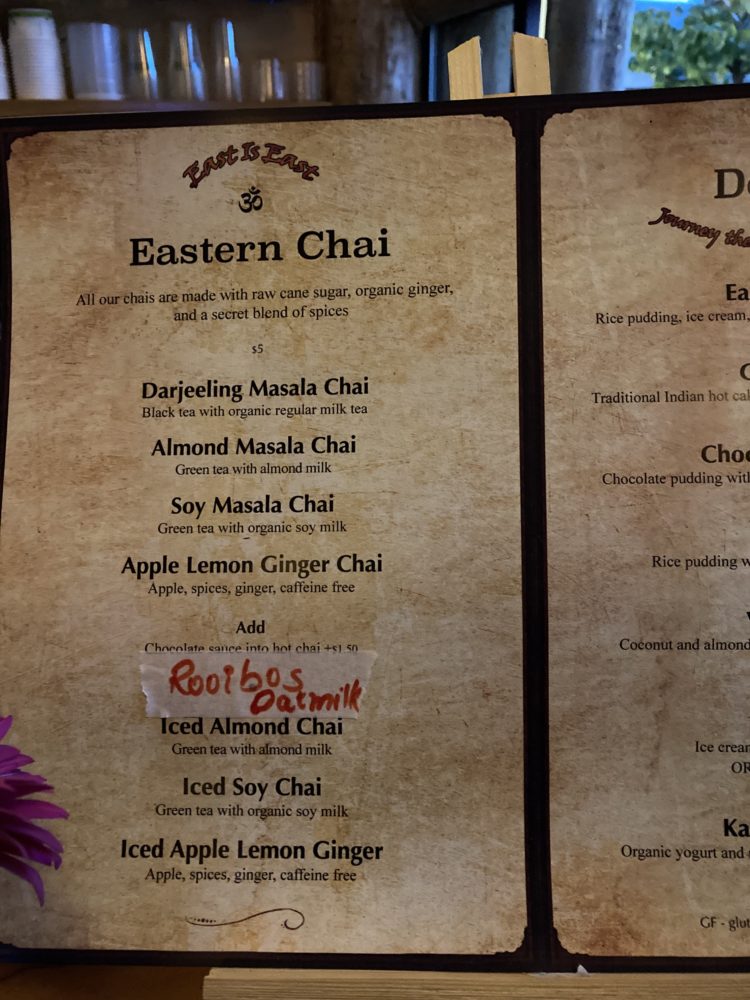 Menu from East is East one of the must-eat meals in Vancouver 