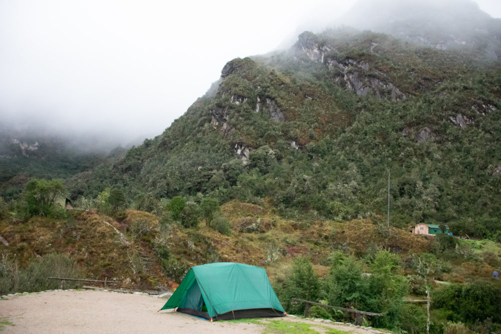 Our green tent set up on the traditional Inca Trail 
