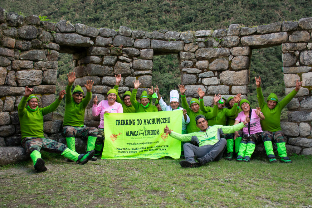 Our whole group of porters, guide, and chef for Alpaca Expeditions. 