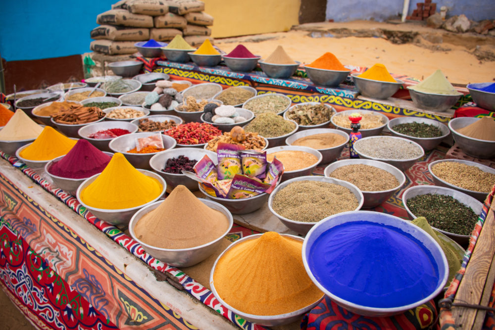 colorful market in Nubian village 