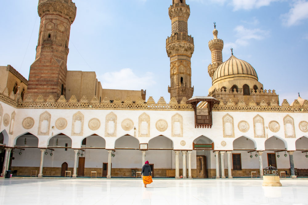 Woman walking in Al azhur mosque 