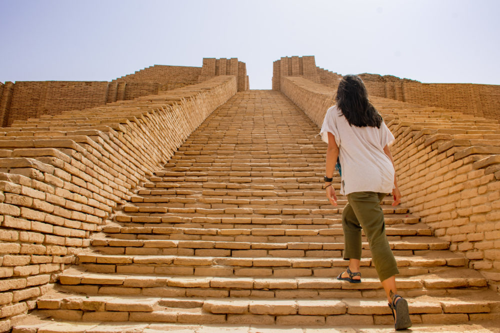 Climbing the Ziggurat of Ur.  Iraq Travel Itinerary