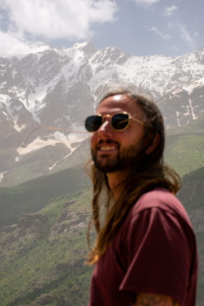 Evan in front of the mountains in Iraqi. 