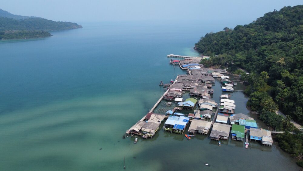 Aerial view of the floating fisherman's village in Koh Kood. 