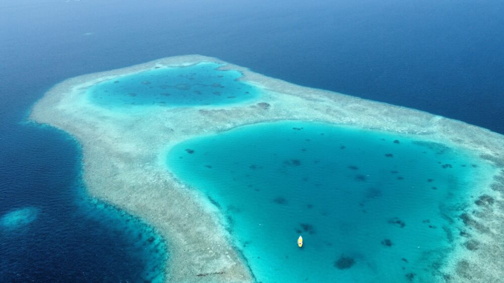 view of the atoll from above 