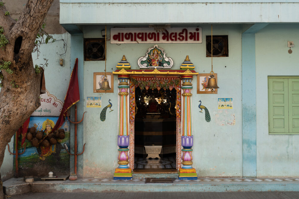 Colorful Hindu shrine in Palitana, India. 