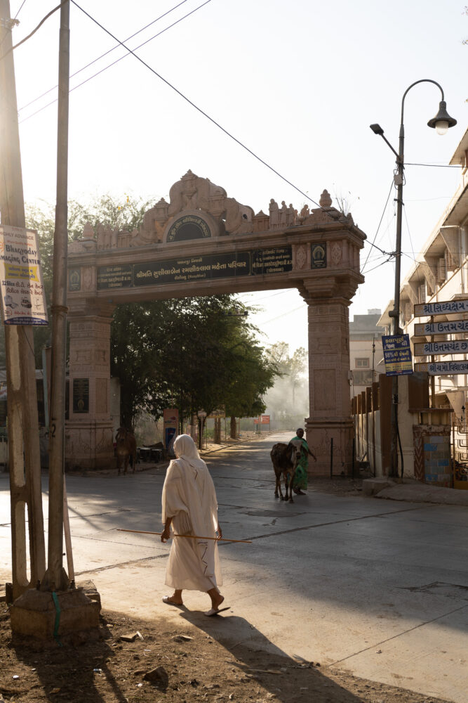 Jain monk walking on the streets of Palitana 