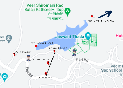 A map of getting to photography point in Jodhpur