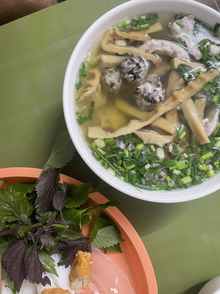 Vietnamese soup dishes on the Hanoi food tour. 