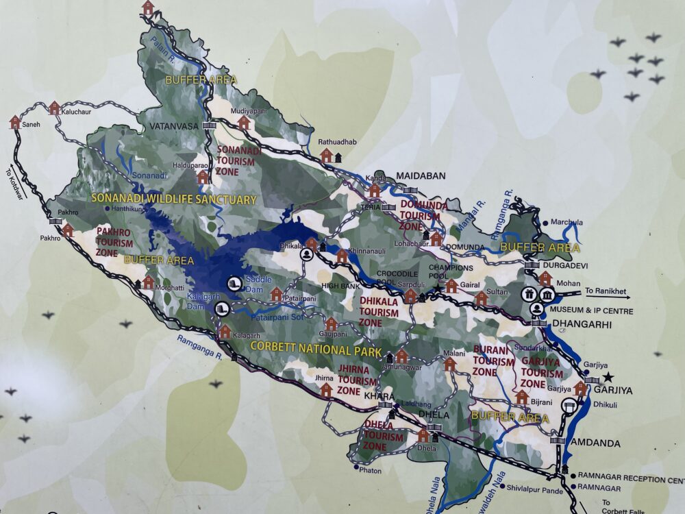 Map of Jim Corbett National Park Zones 