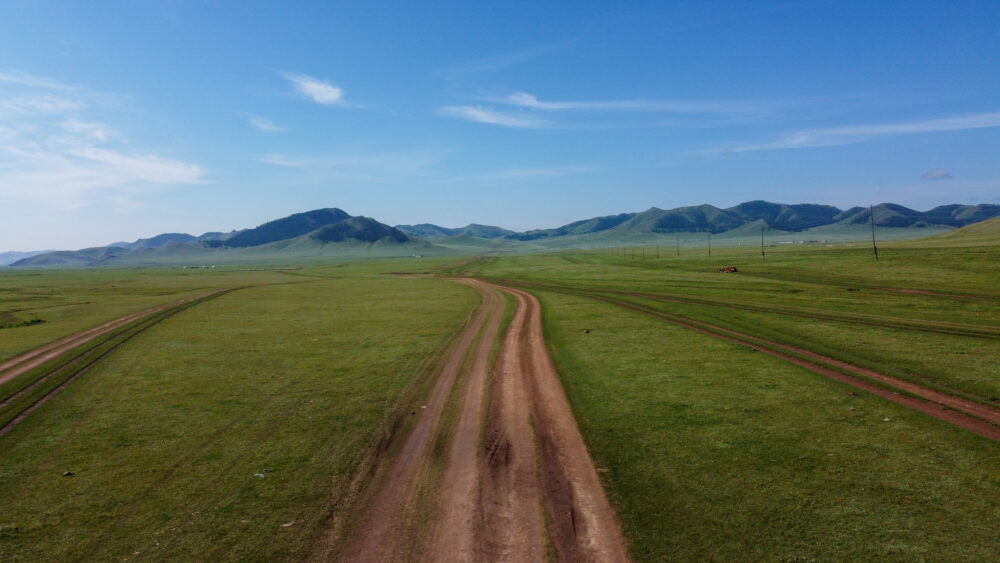 View of the roads in Mongolia