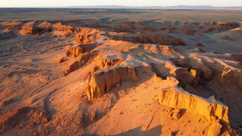 Red rock in the vast Mongolia desert 