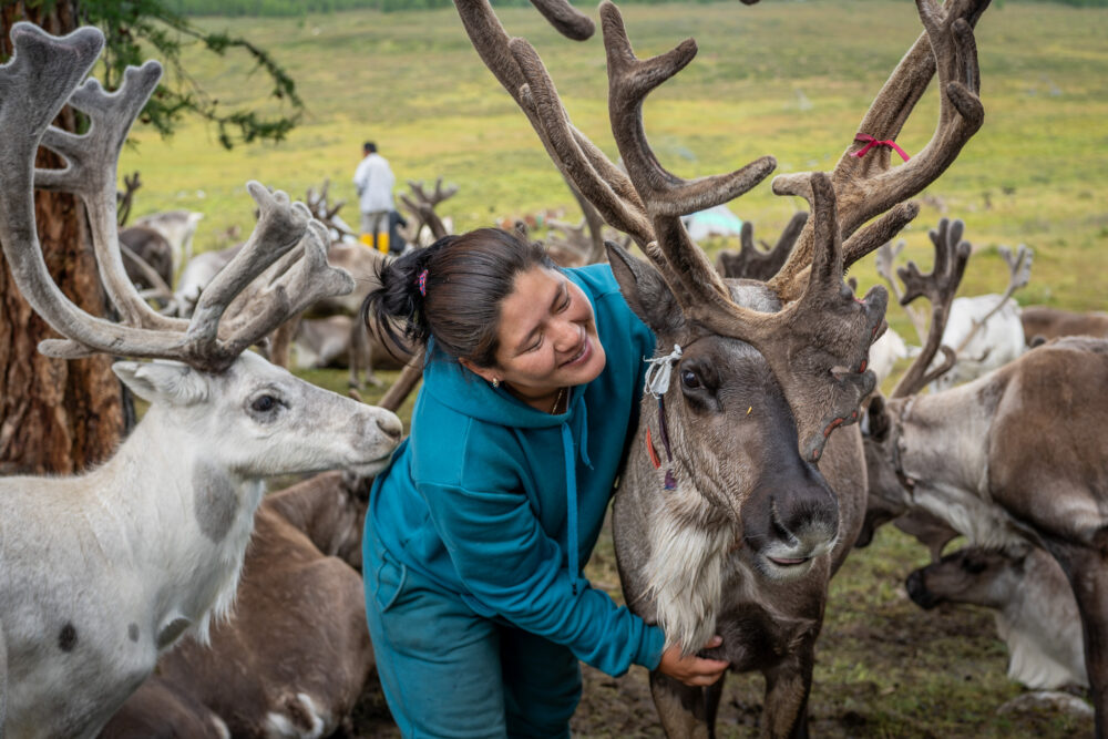 Zaya with her reindeer 