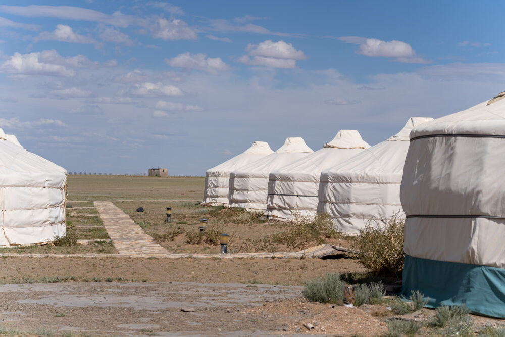 Mongolian gers in the gobi desert 