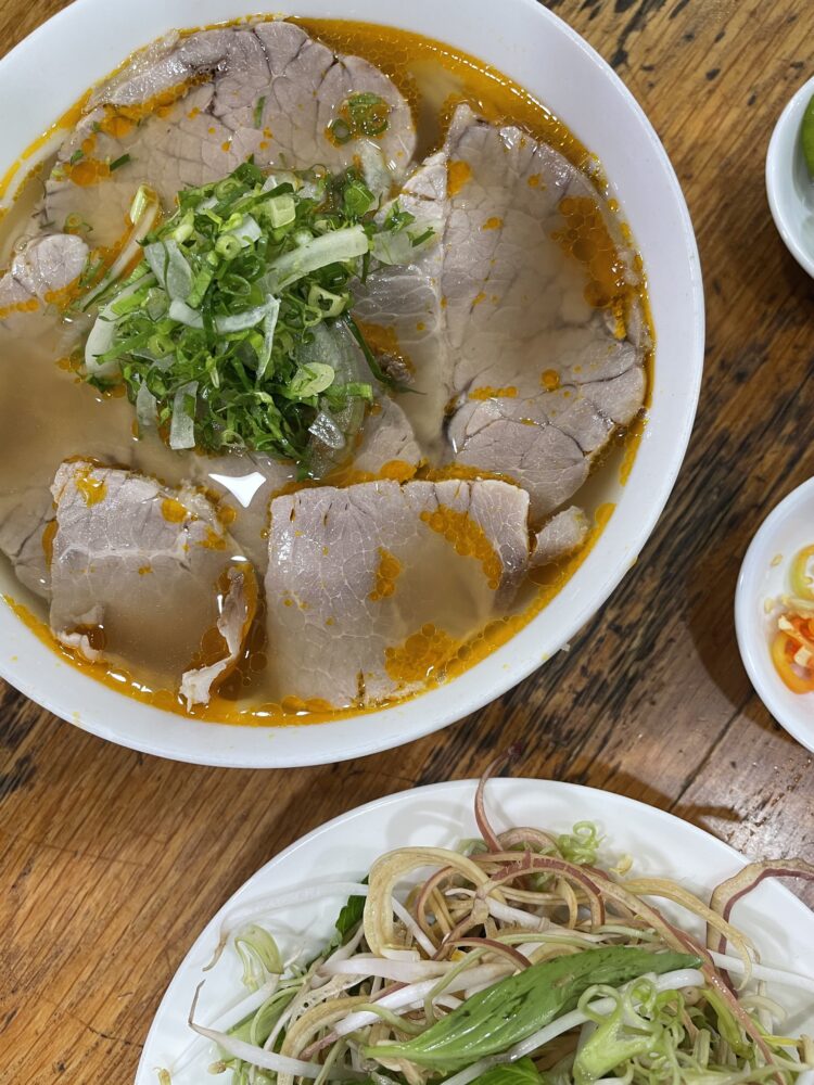 a delicious bowl of bun bo hue in vietnam 