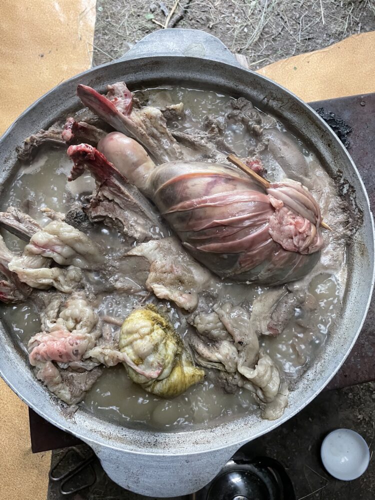 Lamb cooked in the traditional Mongolian way 