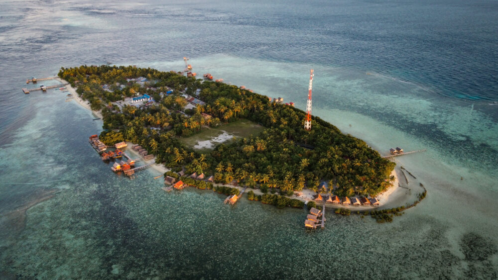 aerial view of arborek island 
