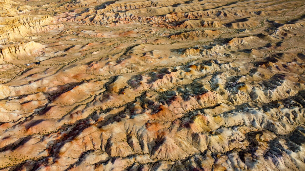 Bright colorful rock formations in the Mongolian desert 