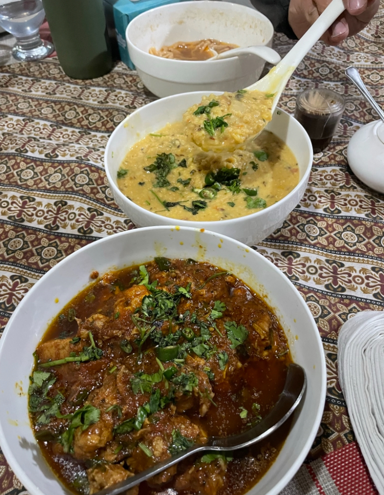 chicken curry and a yellow dhal. Pakistan Foodie Guide