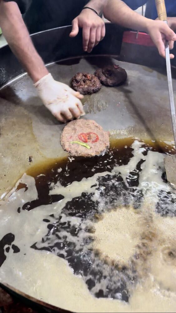 How the Chapli Kebab is made in a vat of oil. 