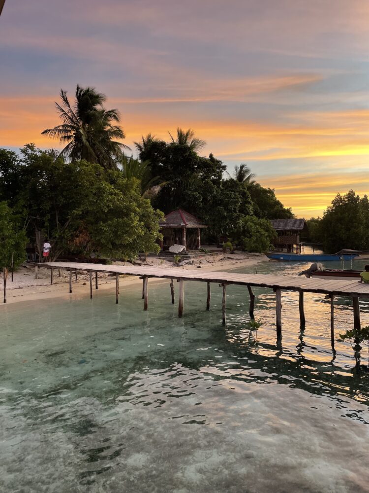 sunset at a homestay in raja ampat 