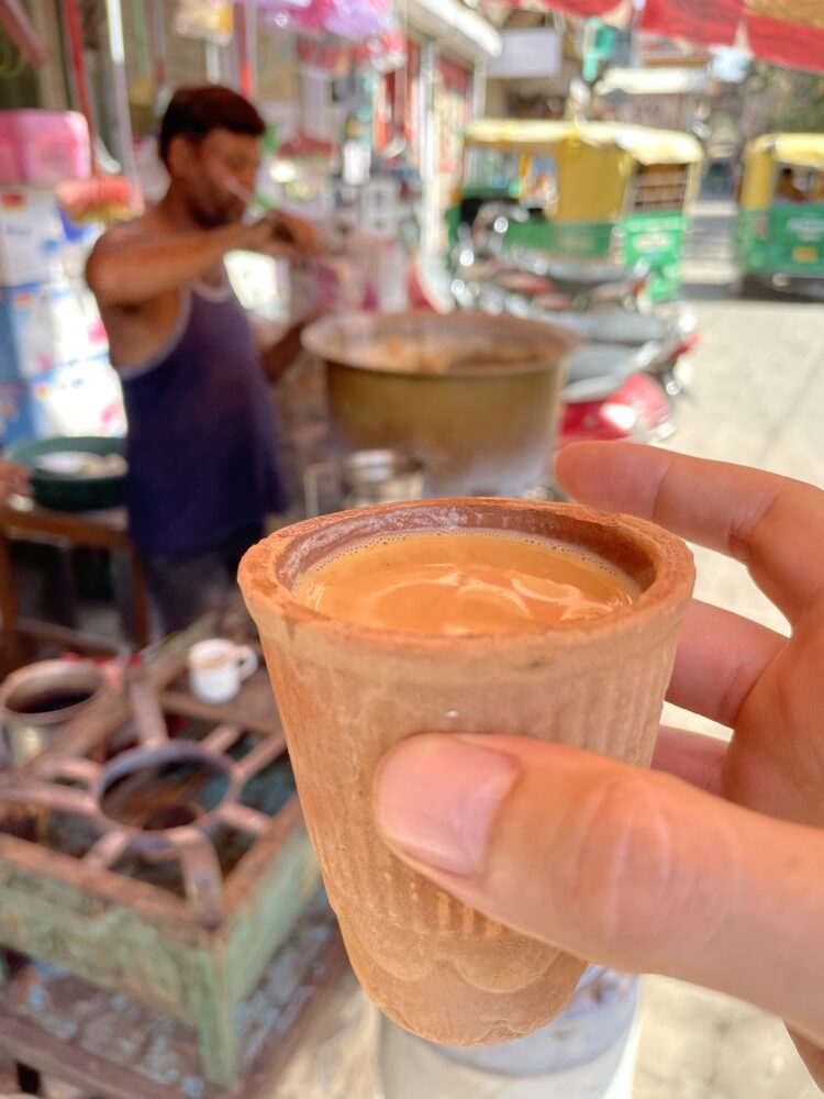chai inside a clay cup 