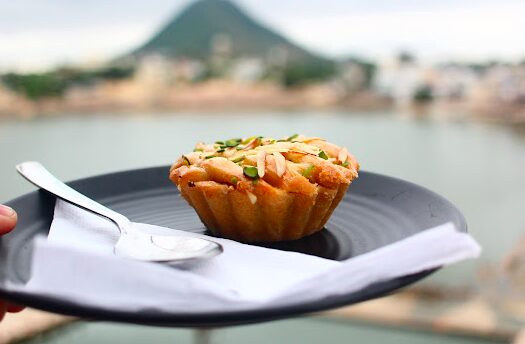 Pastry overlooking Pushkar lake 