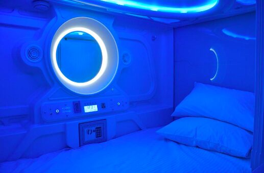 Inside of the nap pods at Nap corner in Male Maldives 