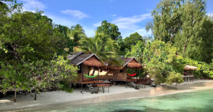 Beach hut in raja ampat 