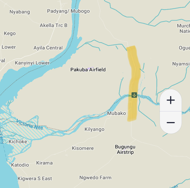 map of another decent route to drive in my Murchison Falls National Park Guide