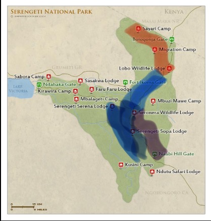 Serengeti Self-Drive Itinerary map 