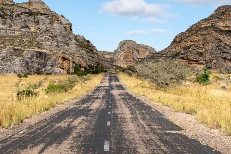 Semi paved road on the RN7 in Madagascar