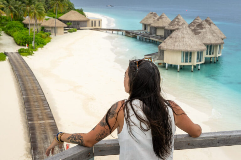 Looking out on Intercontinental resort in the Maldives