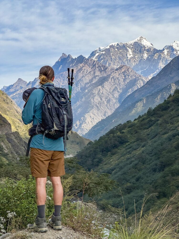 Evan posing in front of the Nepal mountains