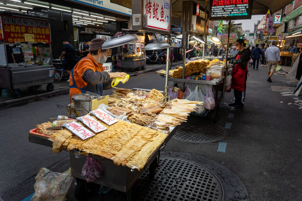 dried fish and squid at a Taiwan food market 