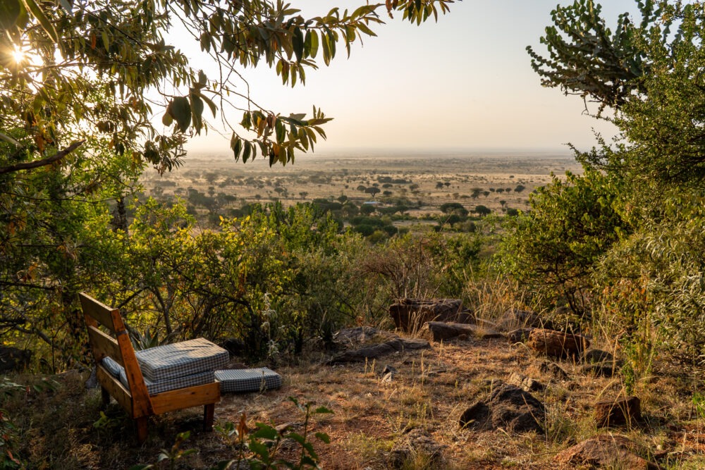 view from outside our tent at sunset at Maji moto eco camp
