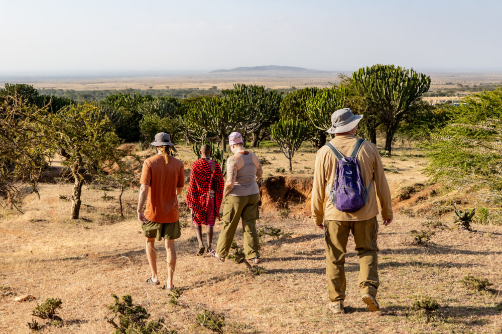 Us embarking on a day time nature walk around Maji moto eco camp