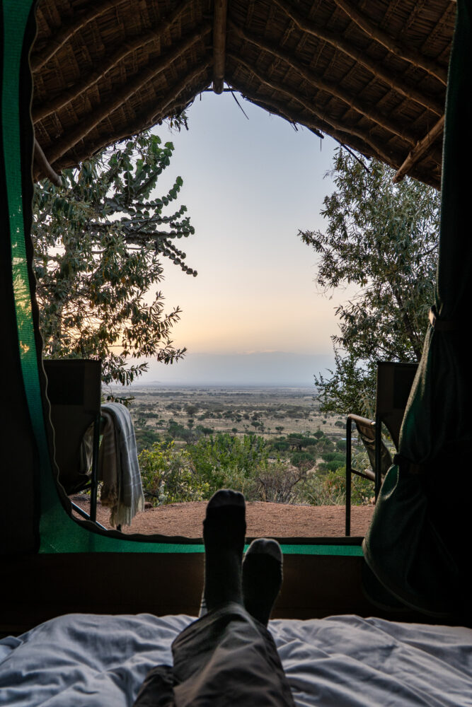 view from inside the tent at Maji moto eco camp