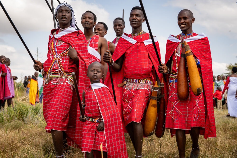 group of maasai in their wedding best 