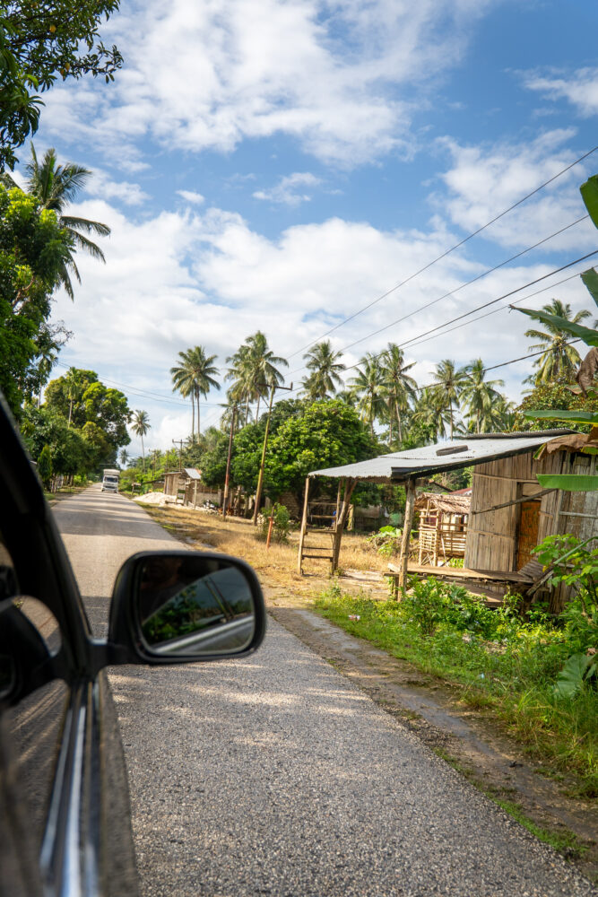 local village viewed from my car window 