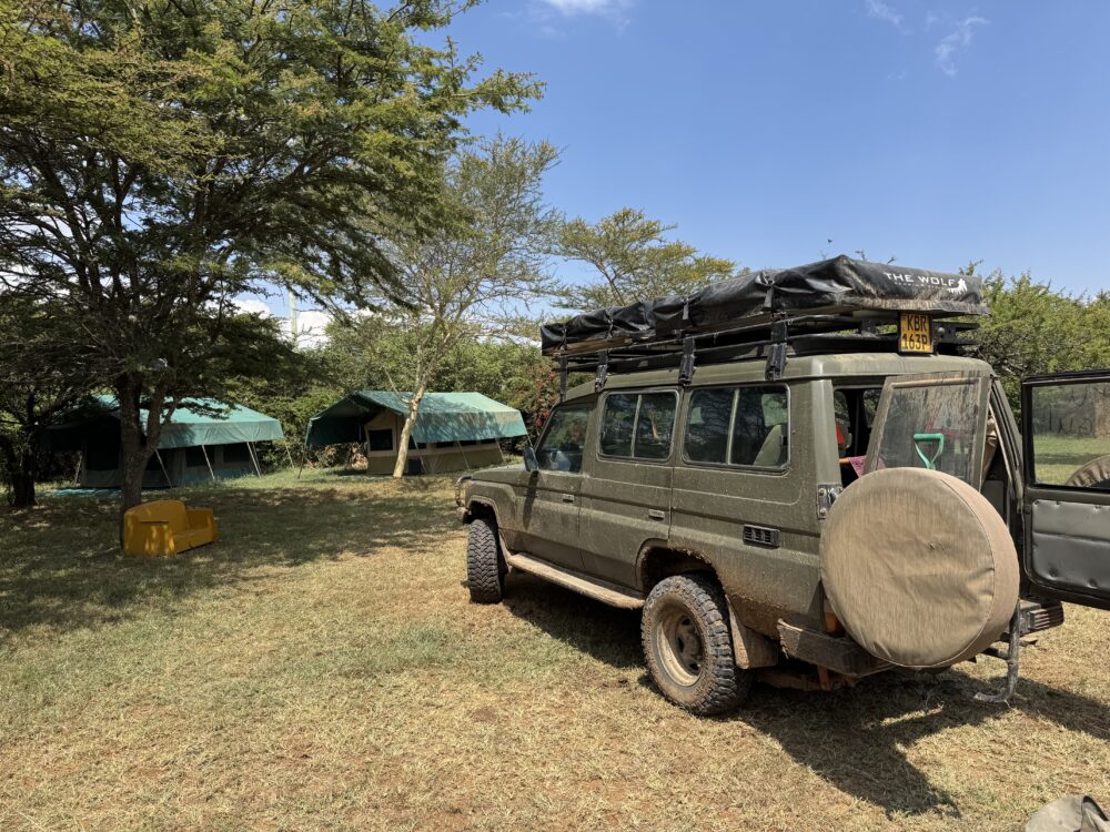 our road trip africa car in a campsite 